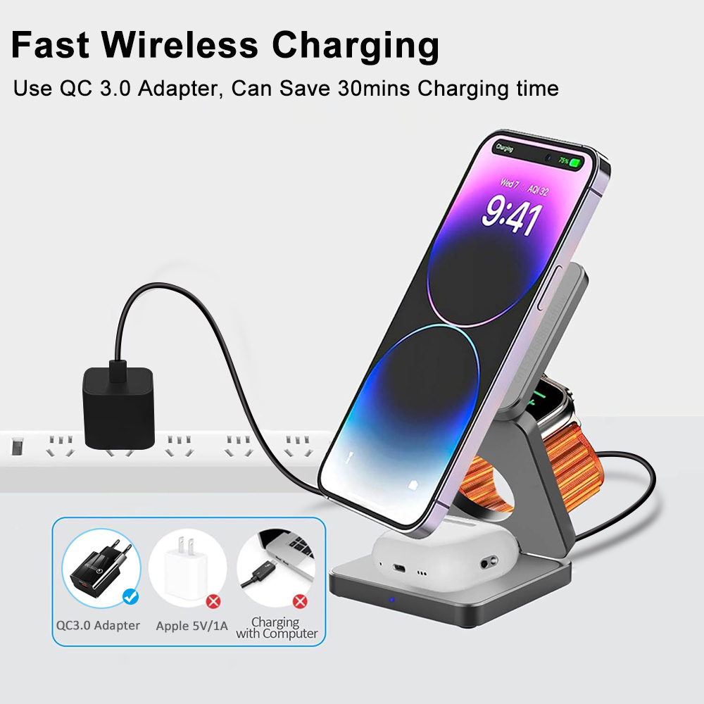 Wireless Charger 3 in 1 Foldab - Smartwatch Ac review and price