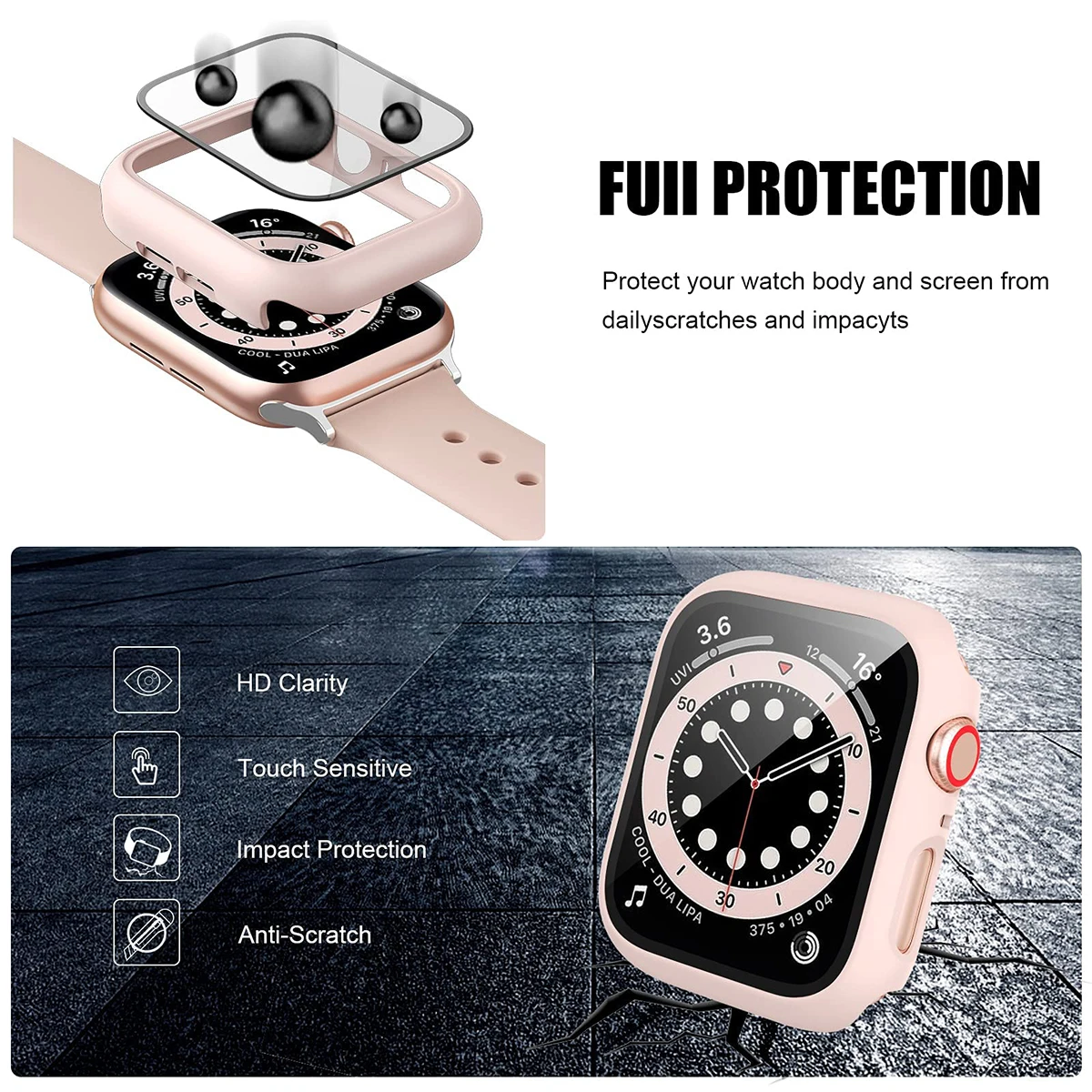 Tempered Glass+Cover For Apple - Apple Smartwatch Accessories review and price