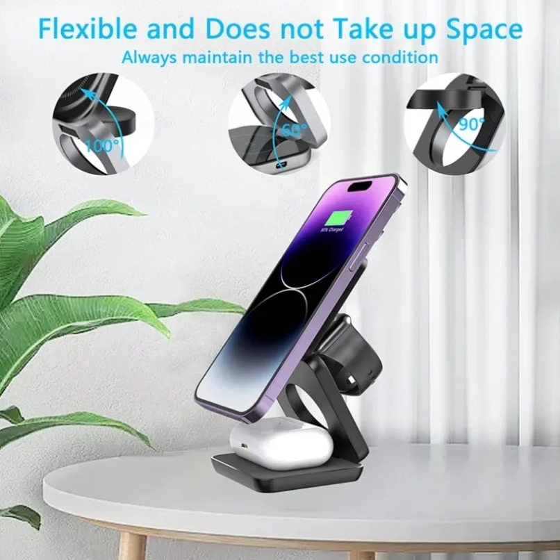 3 in 1 Foldable Magnetic Wirel - Smartwatch Ac review and price